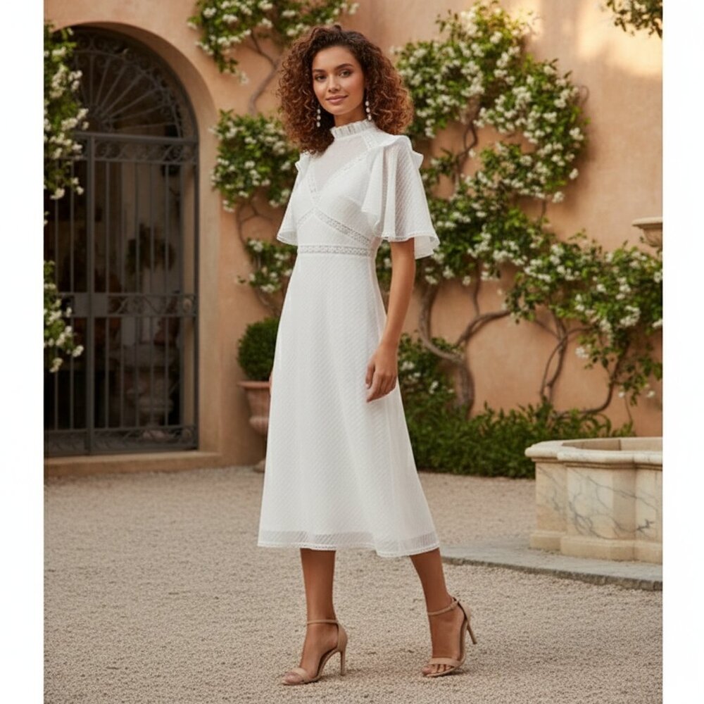 Keepsake Way Back Midi Dress Ivory NWT